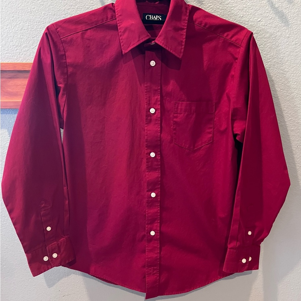 Chaps Boys Dark Red Button-Down Shirt